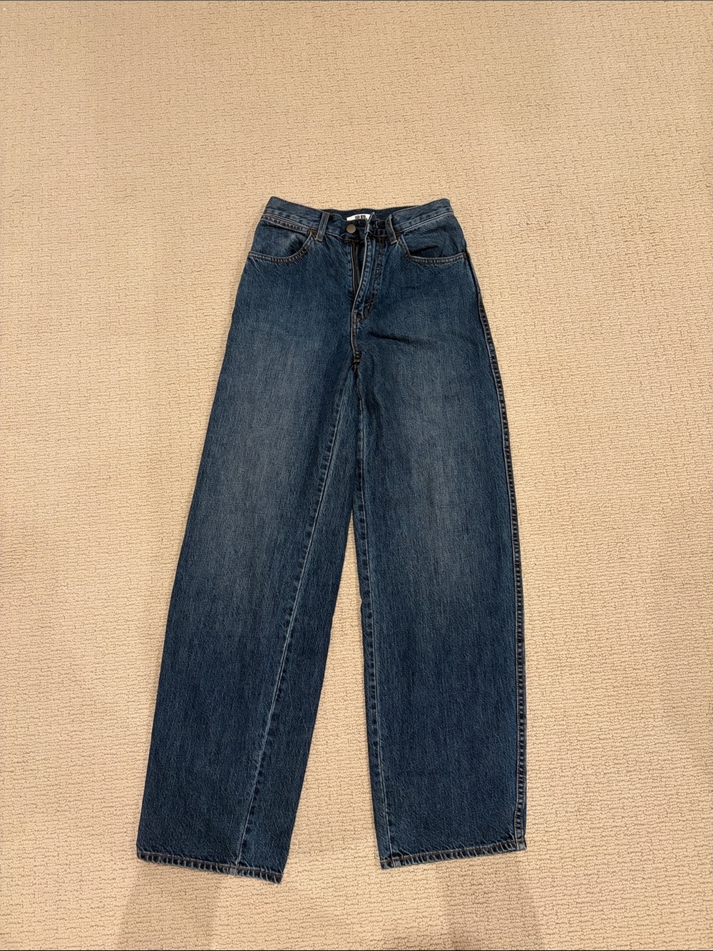 Uniqlo U High-Rise Wide-Leg Jeans in Dark Blue